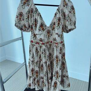 Agua Bendita Cream Floral Mini Dress Almost New